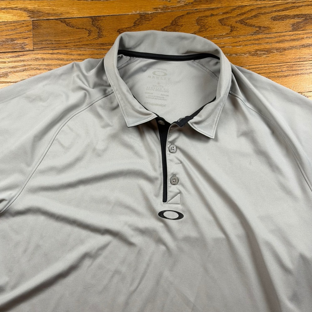 Oakley Mens Regular Fit Short Sleeve Polo Shirt Gray XXL Activewear Stretch